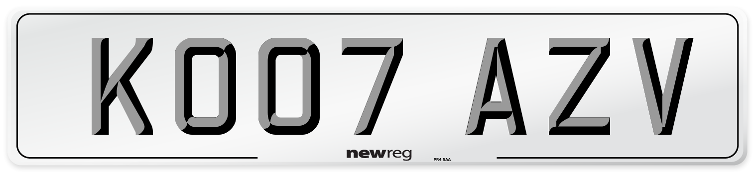 KO07 AZV Number Plate from New Reg